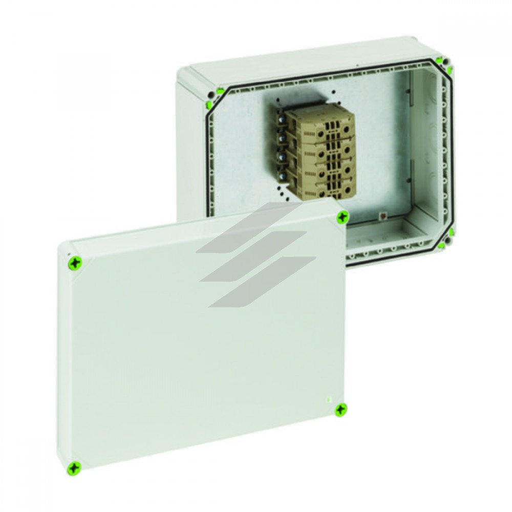 Розподільча коробка Aboх-i 1500 DK-150² (440х320х179мм), рядна клема 4х50-150мм², полікарбонат, 18 вводів (8-М20/М25, 2-М32/М40, 1хМ40/М50, бокові 4-М16, 3хМ40/М50), IP65, Spelsberg